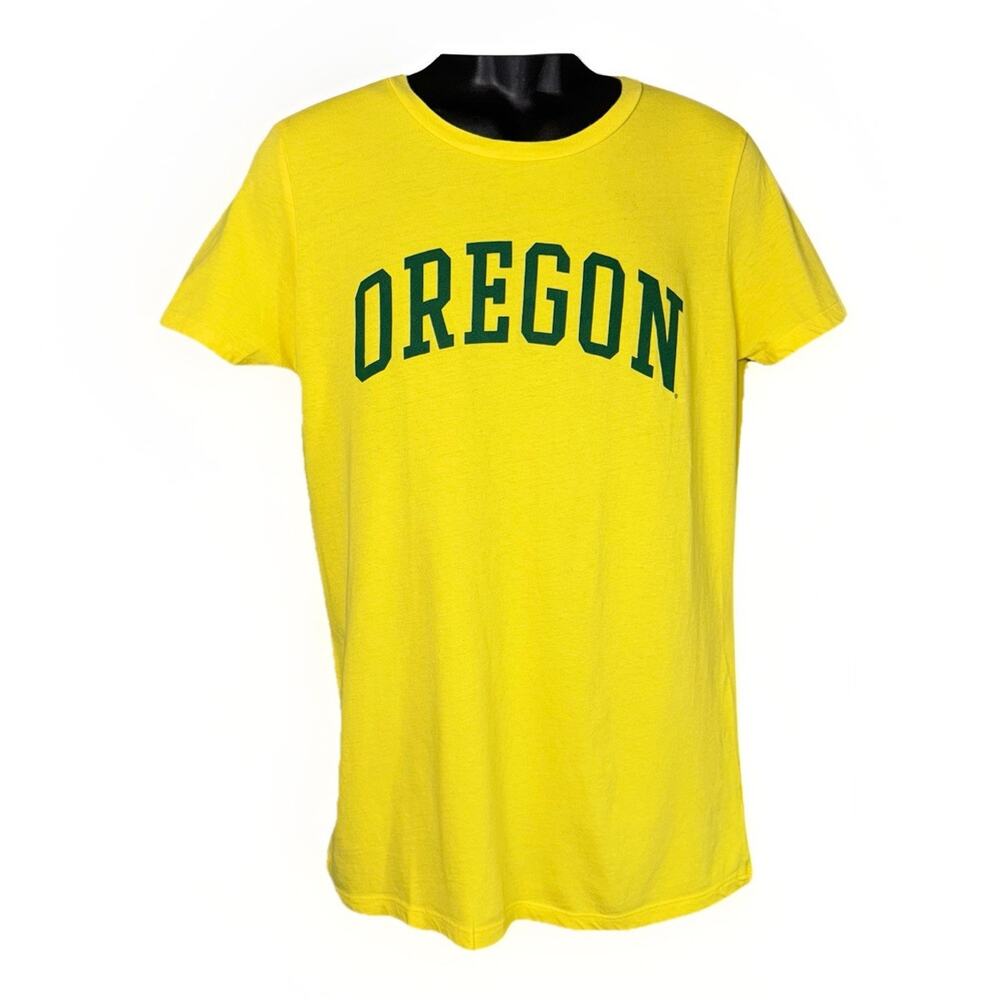 Camp‎ David Oregon Spell Out Tee Ducks Juniors 2XL Yellow Green 100 Cotton Shirt